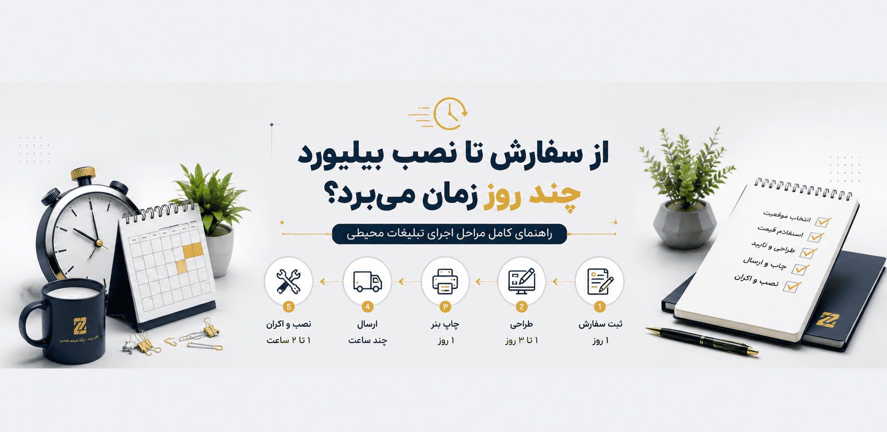 از سفارش تا نصب بیلبورد چند روز زمان می‌برد؟ راهنمای کامل مراحل اجرای تبلیغات محیطی